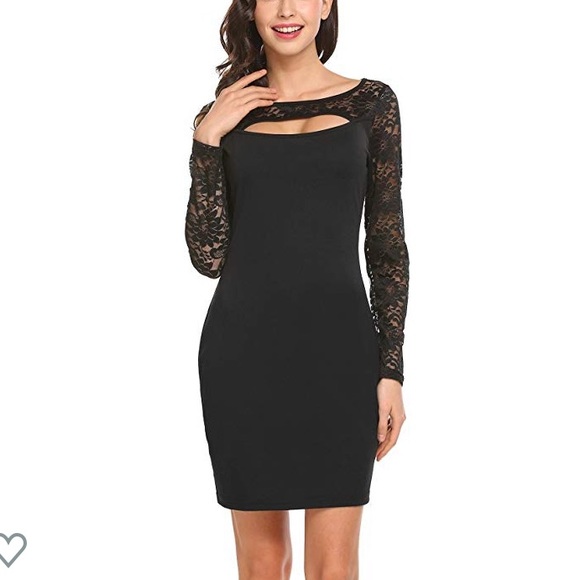 Dresses & Skirts - Women Sexy Long Sleeve Cut Out Lace Dress